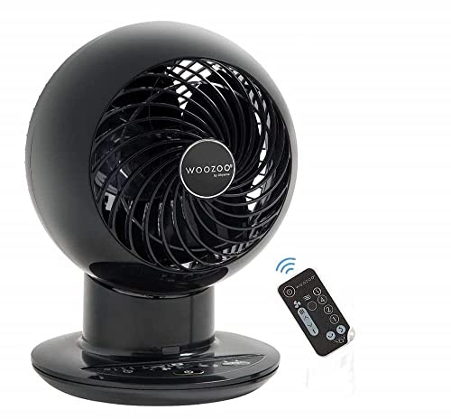 Iris Ohyama Woozoo Table Fan, 30㎡, Desk Fan, Black, 5 Speeds, Remote Control, Silent, Quiet, Multidirection Oscillation, For Bedroom, Living Room, Air Circulator, Small, Cooling, Powerful, PCF-SC15T