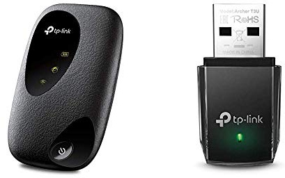 TP-Link M7200 mobiler WLAN Router (4G/LTE bis zu 150Mbit/s Download/ 50Mbit/s Upload) schwarz & Archer T3U AC1300 Dual Band WLAN Adapter (867Mbit/s (5GHz), 400Mbit/s (2,4GHz) 802.11ac) schwarz