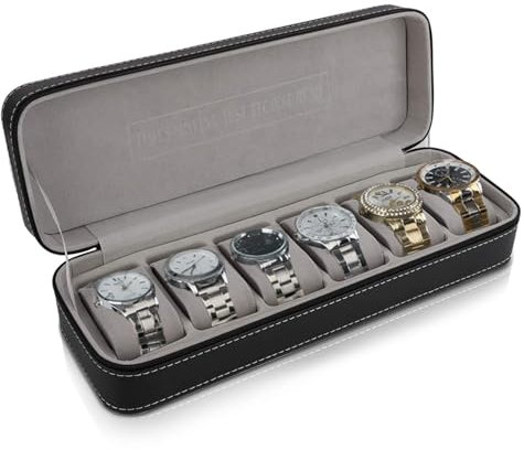 Scatola per Orologi in Pelle con 6 Slot, Vassoio di visualizzazione per Organizer per scatole per Orologi con Scomparti Separati per Orologio/Bracciale/Collana