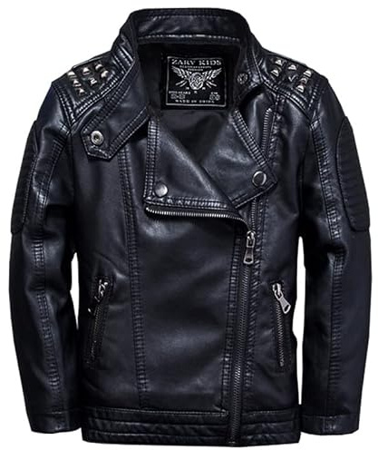 Lengender Giacca di pelle sintetica per bambini - Cappotto di pelle trapuntata ragazzo giacca moto