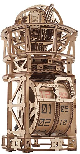 UGEARS Sky Watcher Schreibtischuhr – Vatertagsgeschenk, astronomische Tischuhr, Holzmodellbausätze für Erwachsene zum Bauen – Holzuhrenbausätze, 3D-Puzzles – Bausatz für mechanische – 3D-Holzpuzzles