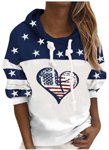sivlana Dam USA flagga välsignad tröja, avslappnad randig tröja med tryck dragkedja amerikansk patriotisk pullover tröja, #10 Blå, S