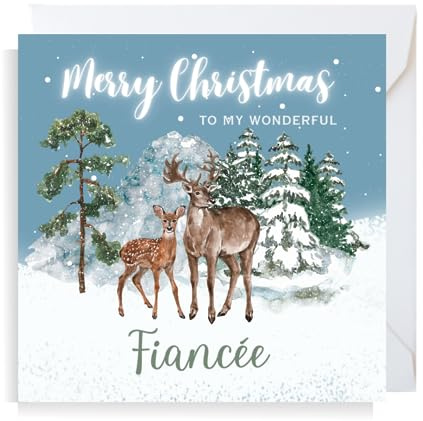 Second Ave Weihnachtskarte für Verlobte, Rentier, quadratisch