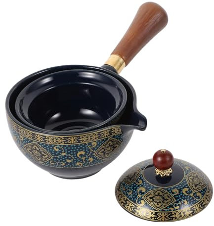 UTHCLO Ceramic Teapot Side Handle 360° Rotating Single Retro Style Tea Pot Handheld for Loose Leaf Brewing