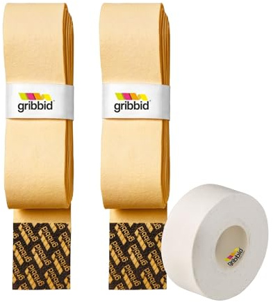 GRIBBID Hockey Grip Chamois, Hockey su prato, The Original Dutch Chamois (giallo, confezione da 2 + nastro sportivo bianco)