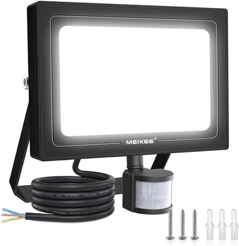 MEIKEE 80W led strålkastare utomhus sensor 8000 lm 6500 K superljus Utomhus säkerhetsbelysning IP66 vattentät utomhusstrålkastare med sensor LED för trädgårdsarage sportfält