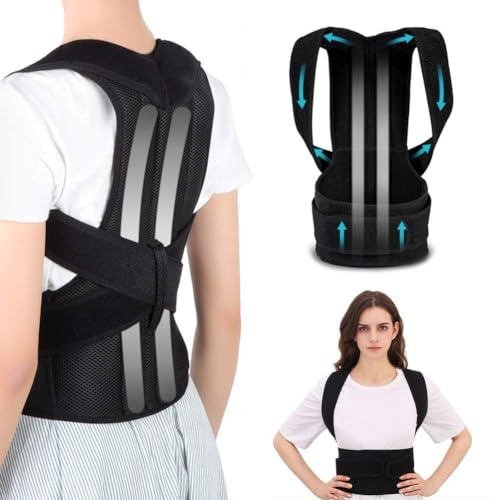 WELLDER Corrector postural faja lumbar hombros espalda postura hombre mujer corrector espalda espalda recta busto enderezar hombros – Ajustable cinturón de corrección de la postura negro velcro (XL)