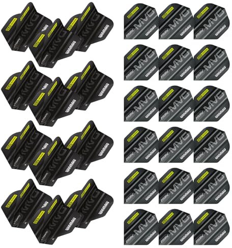 WINMAU Alpha Michael Van Gerwen MvG Logo schwarz & grau extra dicke Dart-Flights – 10 Sets pro Packung (insgesamt 30 Dartflight)