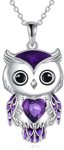 Vadmans Eule Kette Schmuck Geschenke für Damen Sterling Silber Geburtsstein Eule Anhänger Halskette Weihnachts Schmuck für Frauen