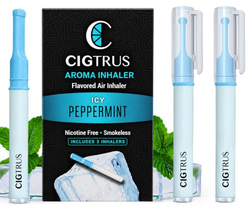 Cigtrus Quit Smoking Inhaler - Natural Refreshing, Smokeless Non Electric Diffuser Pen, No Nicotine or Vape – Menthol ICY Peppermint 3pk