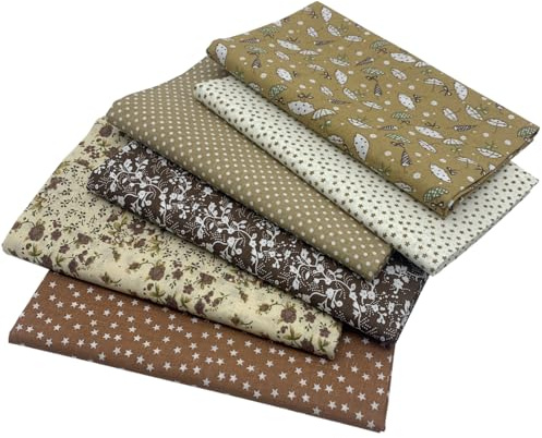 Aufodara 6 stycken 50 x 80 cm, bomullstyg, tygpaket, stor lapptäcke, tyger bomull, bomullstyg, metervara, tyger för sömnad, lapptäcke, tygpaket för quiltning, gör-det-själv pyssel, hantverk (brun)