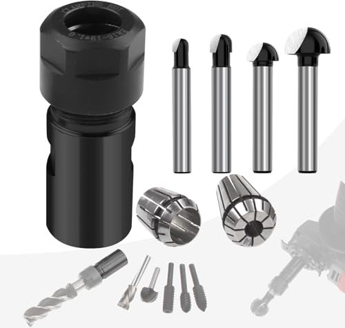 Juego de ejes de extensión de amoladora angular, kit de conversión de taladro eléctrico de rosca de 5/20.3 cm-11 con adaptador de pinzas de 1/5.1 cm y 1/10.2 cm, accesorios para herramientas de