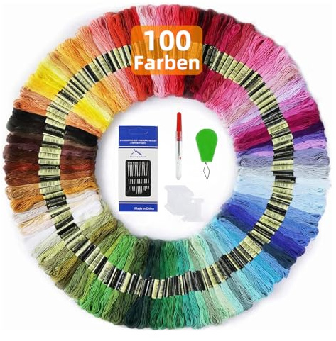 Maxee 100 färger broderigarn, regnbågsfärg, broderigarn, används för korsstygn, armbandstråd, konsthantverk, hantverk