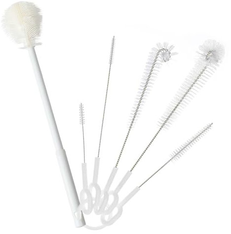 Pipe Cleaning Brushes Pack with Extra-Long Handled Silicone Bottle Brush Cleaner, Multipurpose Tube Brush Nylon Bottle Cleaner Set for Baby Bottles, Water Bottles, Multi-Size Straws, 6 Pcs