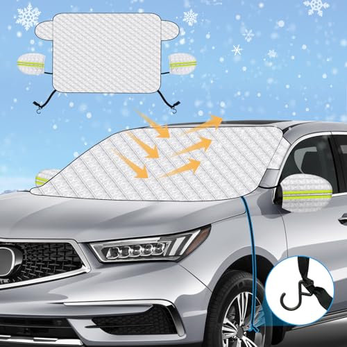 Range Tour Car Windshield Sun Shade | Snow Cover with Fixing Strap, Automotive Windshield Cover for Sun, Snow, Ice, Frost, Dust Windshield Cover Car Protector for Winter Summer(148x114cm)