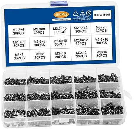 Gadpiparty 450stücke Schwarze Schrauben-set Aus Rundkopfschrauben Als Befestigungsschrauben Stabiles Haushaltsschraubenset Box