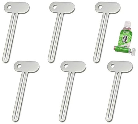 Thoquene 6 Stück tubenquetscher für alle tube Zahnpasta, tubenausdrücker edelstahl, tubenpresse(Silver)