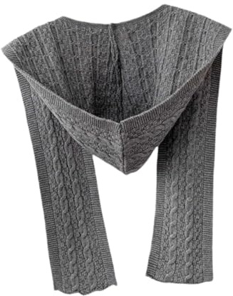 APLVFFZH Gestrickter Schal, Wickelschal, Kapuzenschal für Damen, Winter, Herbst, Herren, Wandern, Grau