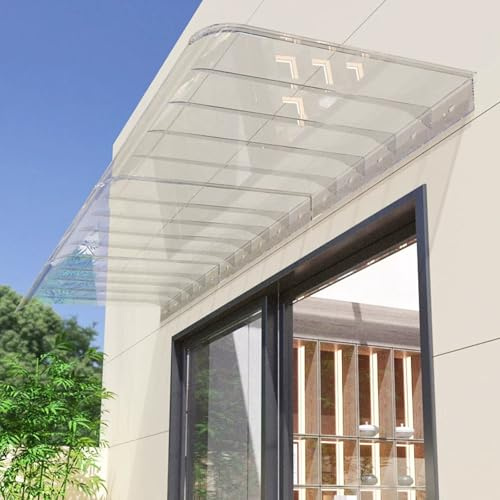 Auvent de Porte d'Entrée Invisible,Marquise de Porte d’Entrée en Polycarbonate Transparent,Auvent de Véranda Protection UV,Store Marquise Solaire en Polycarbonate,Taille 144 (A,40x180cm/16 x71)