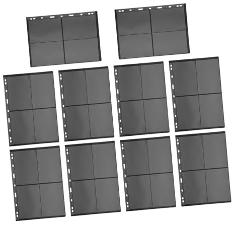 WEKADRIN Double Sided Stamp Collection Pages 9-Hole Album Binder Inserts Black PVC 10 Sheets for Stamp Collectors and Coin Storage Organizing Collection Albums