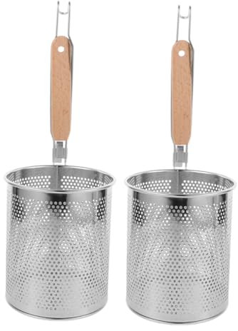 Alipis 2 Piezas Cuchara Para Golpear Fideos De Colador De Pasta Con Mango De Acero Inoxidable Cesta Para Colar Fideos Para Hervir y Escurrir Espaguetis Para Cocina