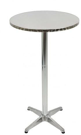 Bubble Store Bistro-Tisch klappbar, runde Tischplatte Ø 60 cm, Stehtisch in 2 Höhen einstellbar 67/115 cm, 4 justierbare Fußkappen, Alu, Edelstahl