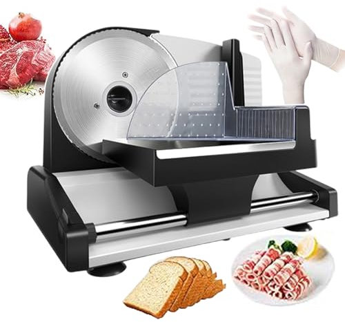 QUSYZD Trancheuse à Viande Professionnelle, Couteaux et trancheuses électriques en Acier Inoxydable, épaisseur réglable de 0 à 15 mm, pour Couper des tranches de Jambon.,