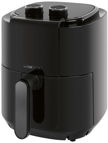 Clatronic, 3,5 l Heißluftfritteuse Schwarz FR3817H – Gesundes Kochen ohne Öl, einstellbarer Thermostat 80–200 °C, 60-Minuten-Timer, antihaftbeschichtet, geringe Rauchentwicklung