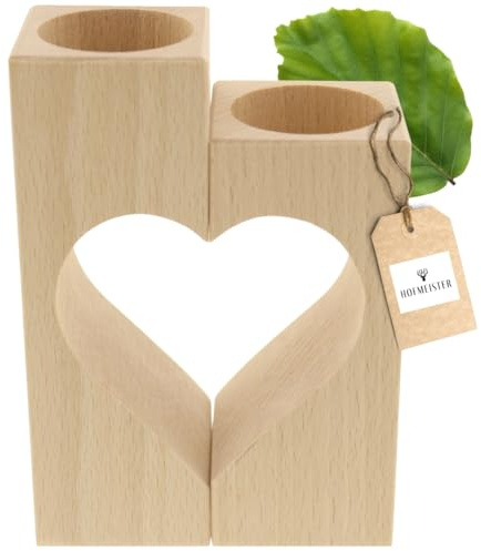 HOFMEISTER® Teelichthalter Herz Buchenholz - Romantischer Holz Teelichthalter für gemütliche Atmosphäre - Nachhaltige Dekoration für Zuhause, Geschenkidee für Hochzeit & Valentinstag, 10 cm