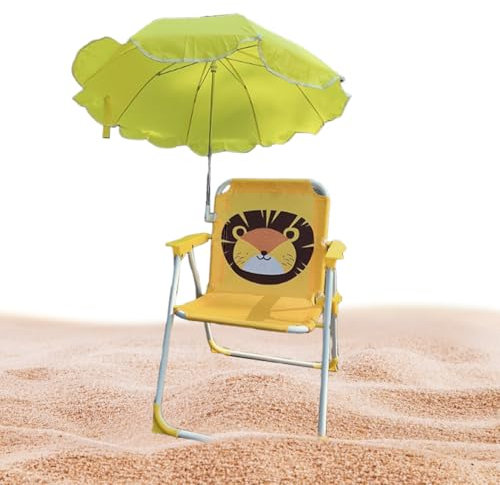 Duroecsain Sedia da spiaggia con ombrellone – Sedia pieghevole con protezione solare – Seduta esterna resistente all'usura per giardino piscina picnic da viaggio