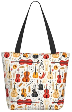 Sac fourre-tout de voyage pour femme – Sac à main tendance et léger en violoncelle vintage avec 1 impression à bandoulière pour infirmière, plage pour femme, grand sac à main fourre-tout avec