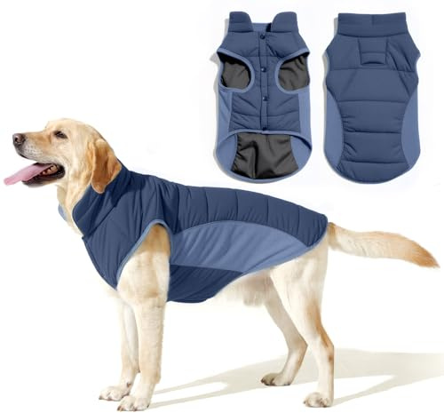 Poiinvc Winddichter Hundemantel Hundejacke mit Geschirrloch Reflektierend Warm und Wasserdicht für Hunde von S bis XXXL mit Elastischen Bündchen Ideal für Outdoor