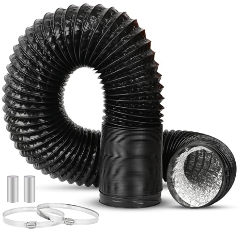 Vankarr Tuyau de Ventilation 110 mm x 3m,Conduit d'air Flexible Tuyau de Ventilation,Longueur Réglable,avec 2 Colliers Serrage en Acier,pour hotte aspirante,Climatisation,Seche Linge