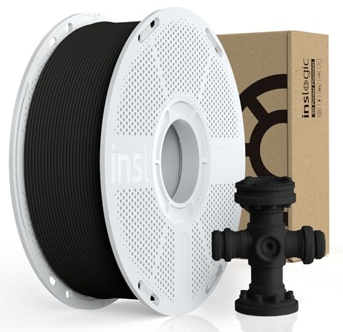 Inslogic Vorgetrocknetes Nylon Filament 1.75mm 3D Drucker Filament, Polyamid(PA) PA6/66 Verzugsfrei Drucken Passt Meisten FDM Drucker, 1kg Wiederverwendbare Spule, Schwarz