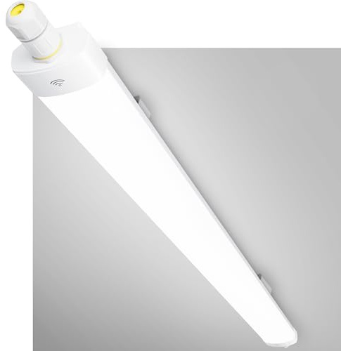 GeyouLux Fluorescente LED 150 cm con Sensor de Movimiento 60W 7560 lm 5000K IP65 Estanca Tubo, Sin Parpadeos, 240 LEDs, Conexión en Serie y Cable de Tierra, Plafón para Taller Garaje Cocina Blanco