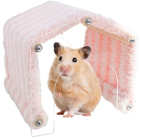Hamster-Tunnel - Weiche Dekoration aus Plüsch - Lebensraum für Kleintiere mit Acryltür | Für Igel Chinchilla Kaninchen Knabbern Ausruhen Spielen Schlafen Für Innen