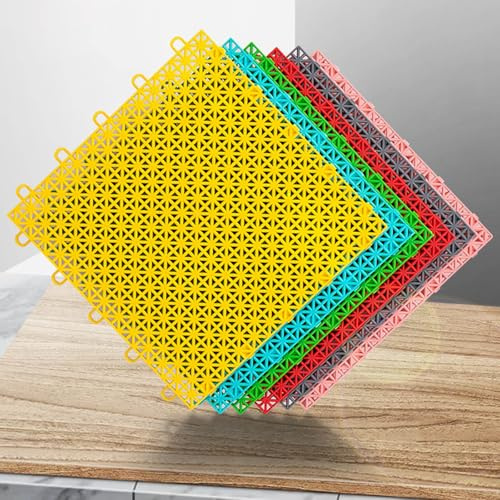 Almohadilla Decorativas for Barandillas De Balcones Y Patios, Baldosas De Drenaje Entrelazadas, Alfombrillas De Drenaje De Empalme Modulares De PP Duraderas(Yellow,8 PCS)
