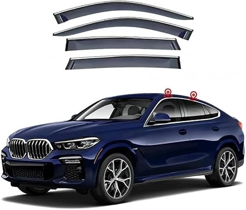 QiaoCL Deflecteurs d'air pour BMW X6 G06 2020-2022, Déflecteurs Vent deflecteur Voiture Avant ArrièRe Pare-Pluie Pare-Soleil Vitres aériens