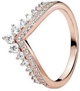 925 Sterling Silver Lyx Utsökt roséguld Hjärtform Fyrkantig Kronring Klassisk glänsande dam