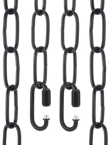 sourcing map 3ft Lighting Hanging Chain, 3mm/0.12 Looping Metal Pendant Chandelier Chain Extension with 2 Quick Link Lock for Hanging Plant Pendant Chandelier Light Fixture, Black