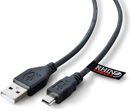 rhinocables USB to Mini B 5-Pin Cable |Durable Design, Fast Charging & Sync | Universal Compatibility for PS3 Controllers, Cameras, GoPro & More | USB 2.0 with 480 Mbps Data Transfer (3m,Pack of 1)