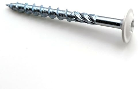 Vis bois diamètre 6x60 mm tête large rondelle blanc pur RAL 9010 par 50