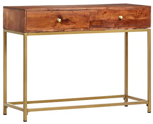 vidaXL Akazienholz Massiv Konsolentisch mit 2 Schubladen Konsole Beistelltisch Frisiertisch Flurtisch Wandtisch Schreibtisch 100x35x76cm
