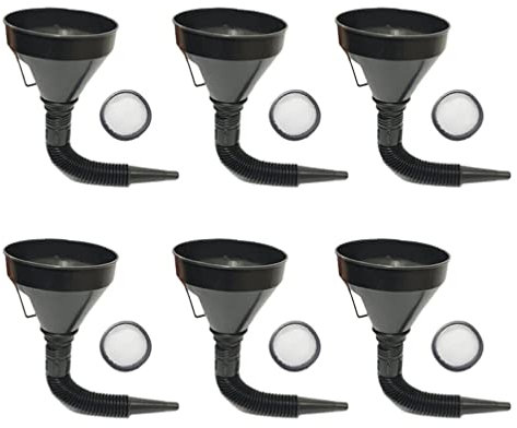 Garneck 6pièces Entonnoir Plastique Avec Filtre Maille Pour Huile Moteur Et Carburant Entonnoir Renforcé Pour Vidange Et Remplissage De Liquides Accessoire Auto Et Avec Extension