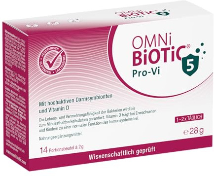 OMNi BiOTiC Pro-Vi 5 | 5 Bakterien-Profis + Vitamin D für Ihr Immunsystem | Zur täglichen Anwendung | Vegetarisch | Glutenfrei | Laktosefrei | Pulver | 14 Sachets