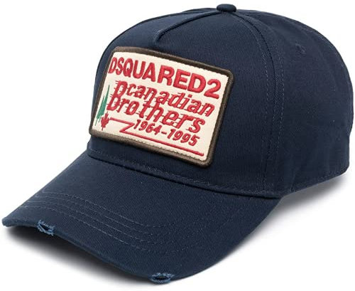 DSQUARED2 Baseballcap Oversized Logo Patch Cap Kappe Basebalkappe Hat New Navy