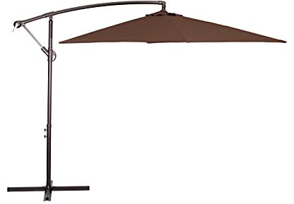 Enrico Coveri Ombrellone Decentrato Con Palo Laterale Diametro 3 Metri, Struttura In Acciaio E Chiusura a Manovella Per Arredo Esterno, Giardino e Terrazzo (Marrone)