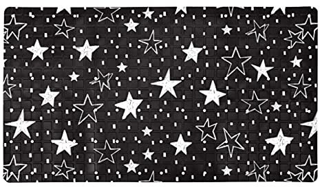 Handgezeichnete Sterne Schwarz Muster Rutschfest Badezimmer Teppich Matte Shag Dusche Badteppich saugfähige Badteppich für Badezimmer 40,6 x 71,1 cm