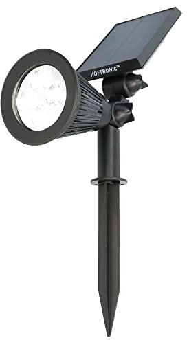 HOFTRONIC - Solar Gartenstrahler Bend IP65 Wasserdicht 6000K Gartenleuchte LED Solarlampen für Außen Solarleuchte Erdspieß Wegeleuchte mit Wintersolar Solarpanel Kaltweiß Garten Solarstrahler
