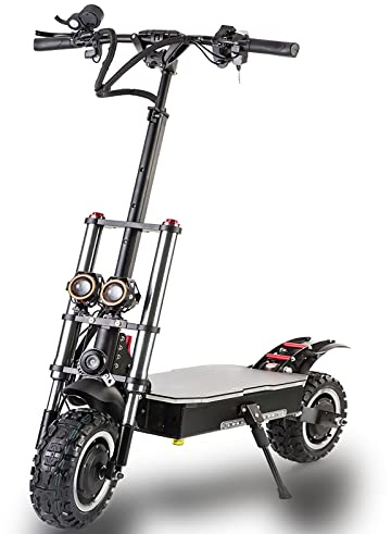 HWWH Patinete Electrico Adulto Potente, Plegable Scooter Eléctrico Todoterreno Dual Motor Suspensión Doble 11in Neumáticos de Vacío Carga Batería de Litio de 60V 38Ah